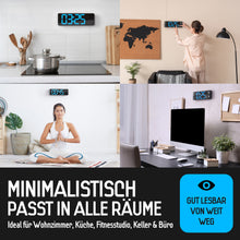 Lade das Bild in den Galerie-Viewer, Opis Clock 1: Die digitale Wanduhr mit leuchtenden Ziffern