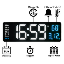 Lade das Bild in den Galerie-Viewer, Opis Clock 1: Die digitale Wanduhr mit leuchtenden Ziffern