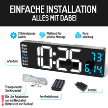 Lade das Bild in den Galerie-Viewer, Opis Clock 1: Die digitale Wanduhr mit leuchtenden Ziffern