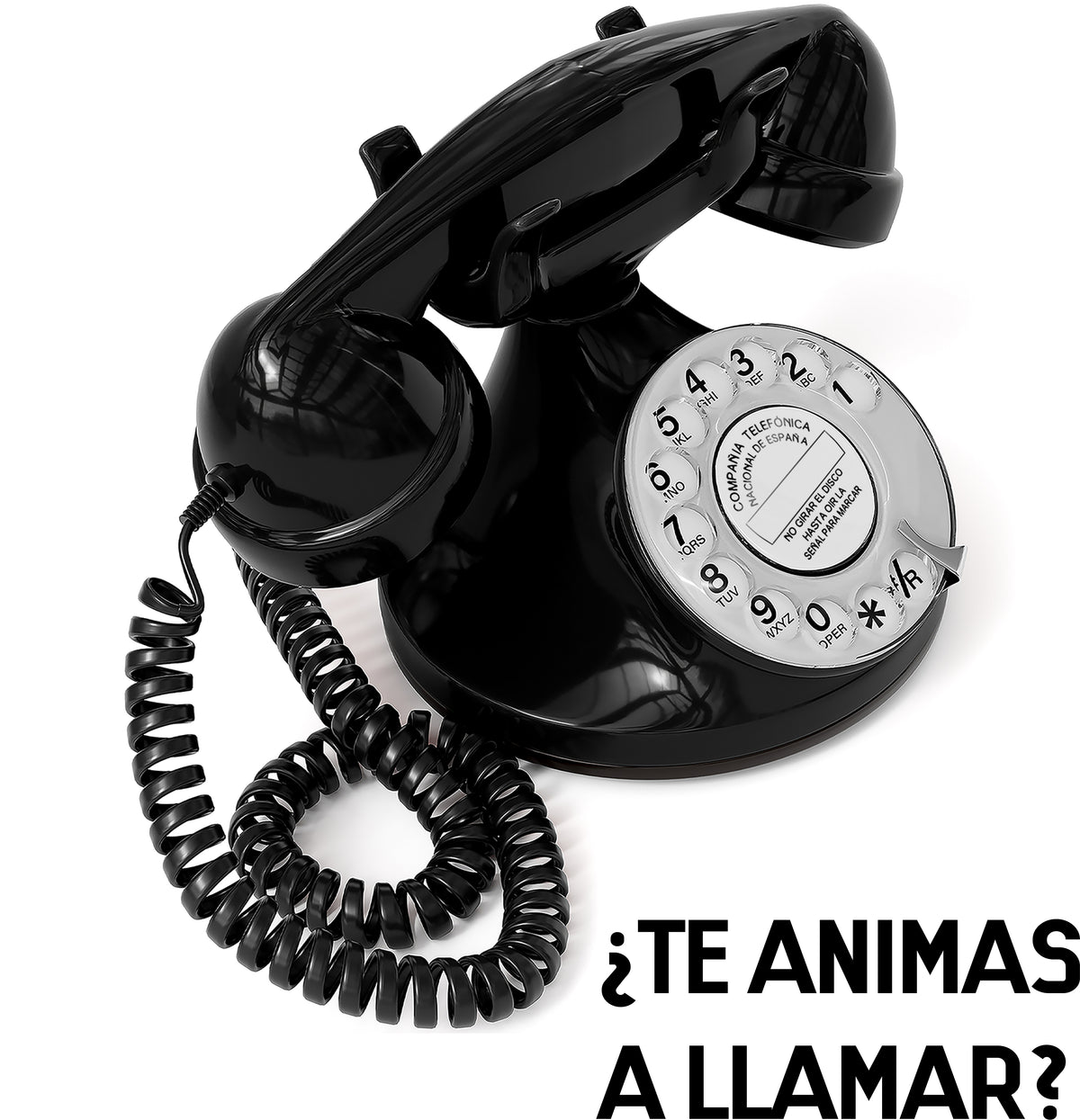 FunkyFon Cable Nero | Telefono Fisso Vintage Anni '20 a Disco con Campanello Elettronico