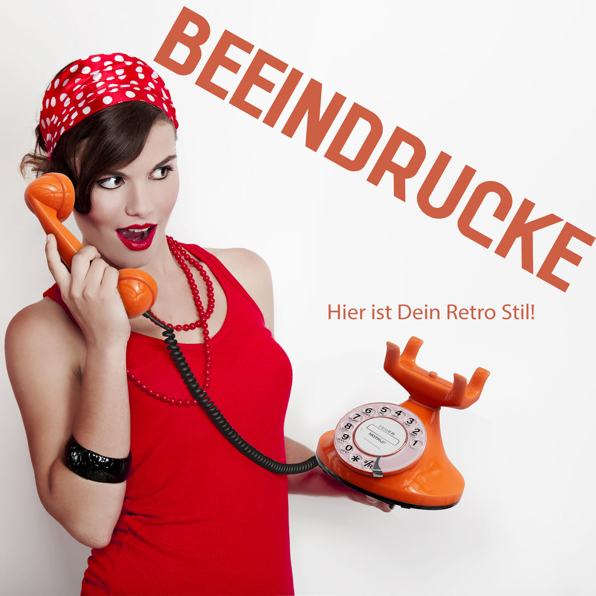 FunkyFon Cable Orange | Téléphone Fixe Rétro Années 1920 à Cadran avec Sonnerie Électronique