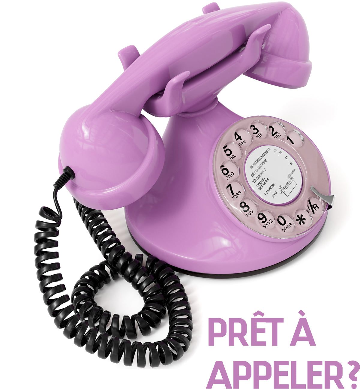 FunkyFon Cable Rosa | Telefono Fisso Vintage Anni '20 a Disco con Campanello Elettronico