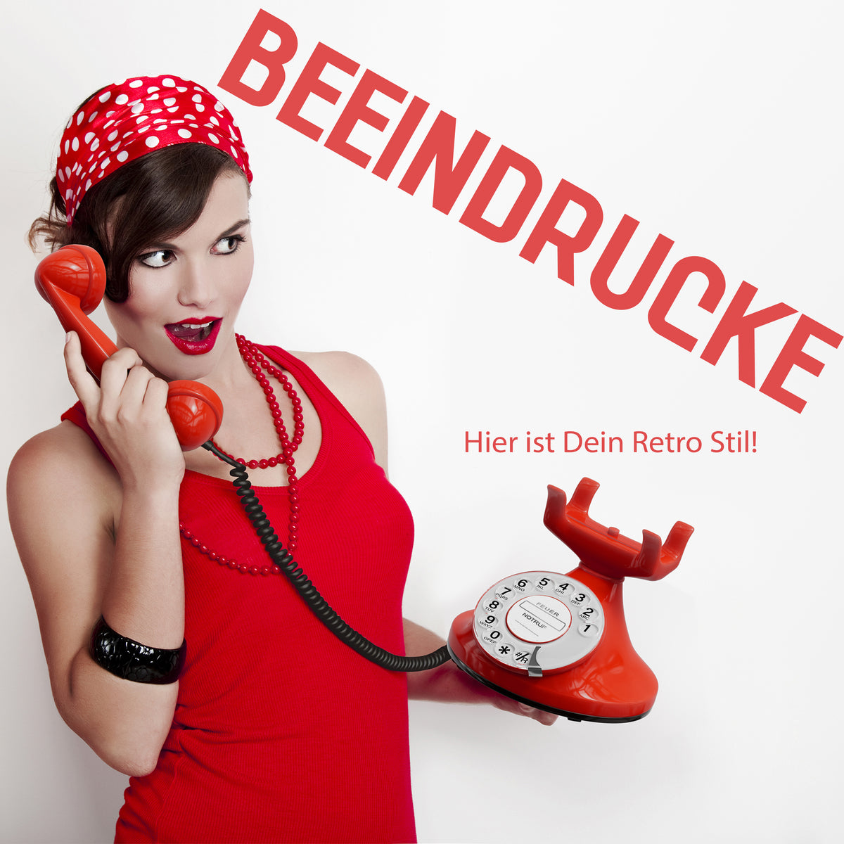 FunkyFon Cable Rosso | Telefono Fisso Vintage Anni '20 a Disco con Campanello Elettronico