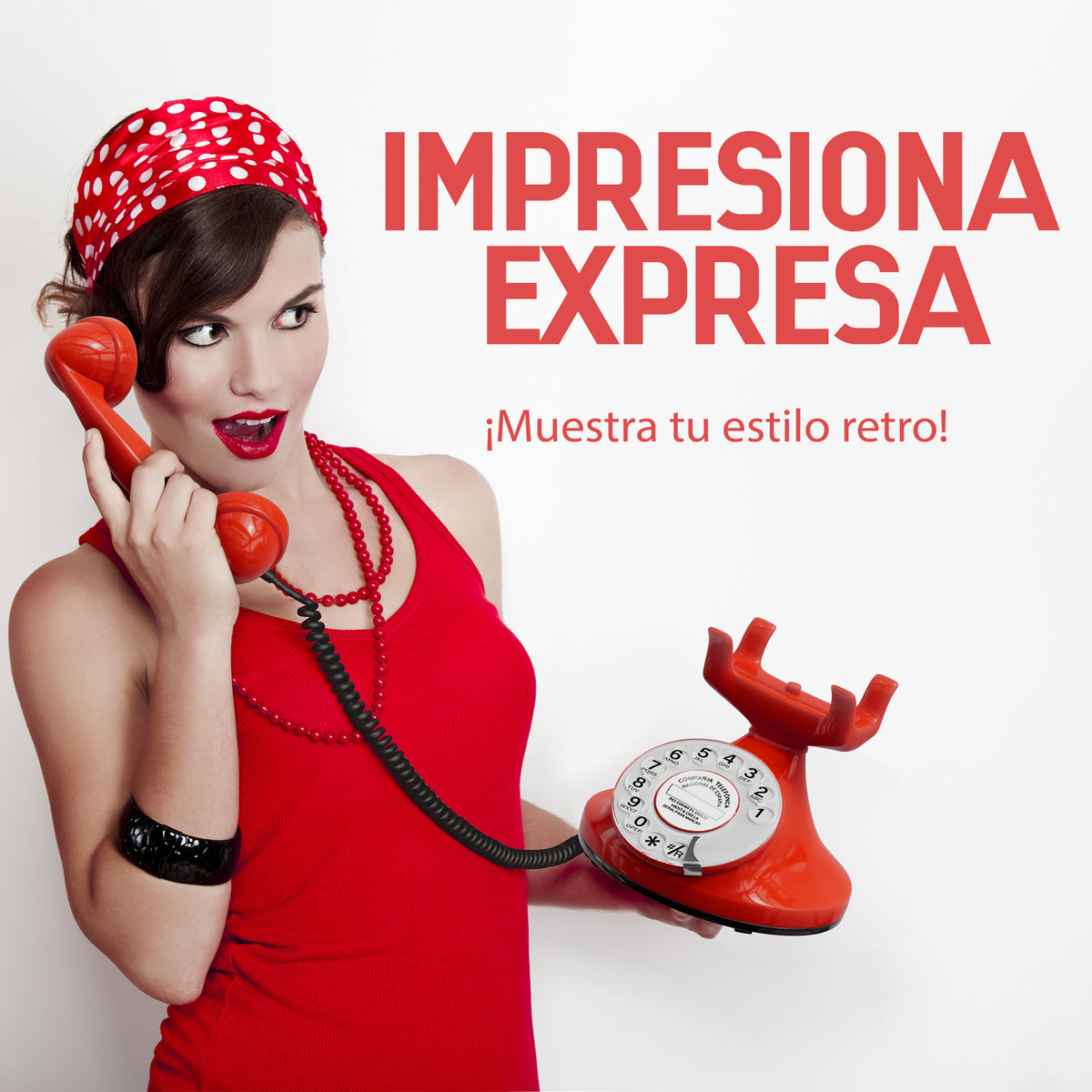 FunkyFon Cable Rosso | Telefono Fisso Vintage Anni '20 a Disco con Campanello Elettronico