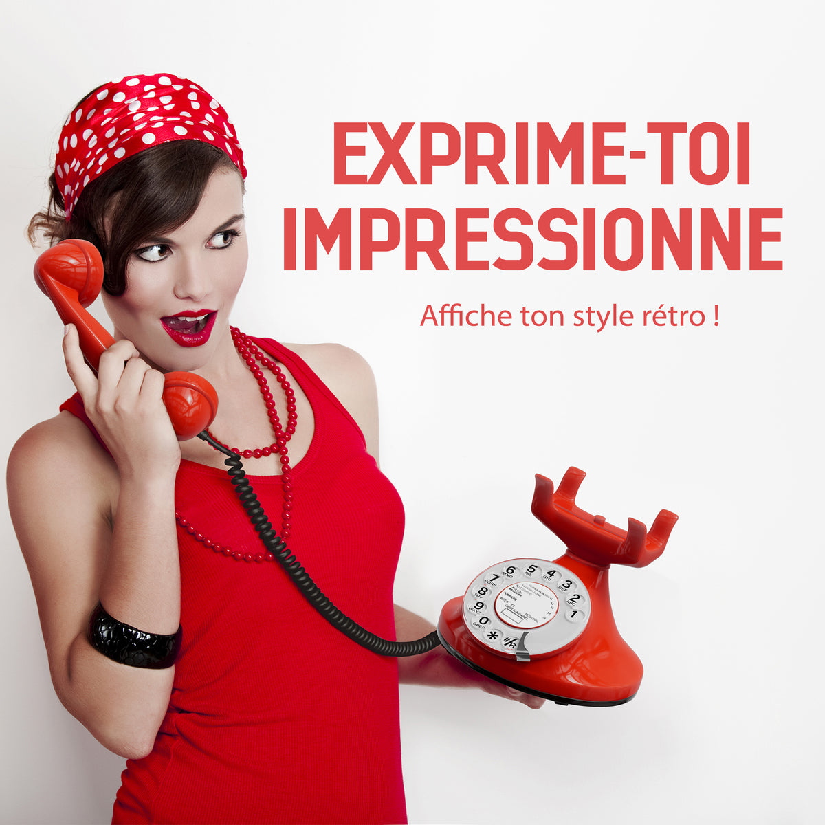 FunkyFon Cable Rosso | Telefono Fisso Vintage Anni '20 a Disco con Campanello Elettronico