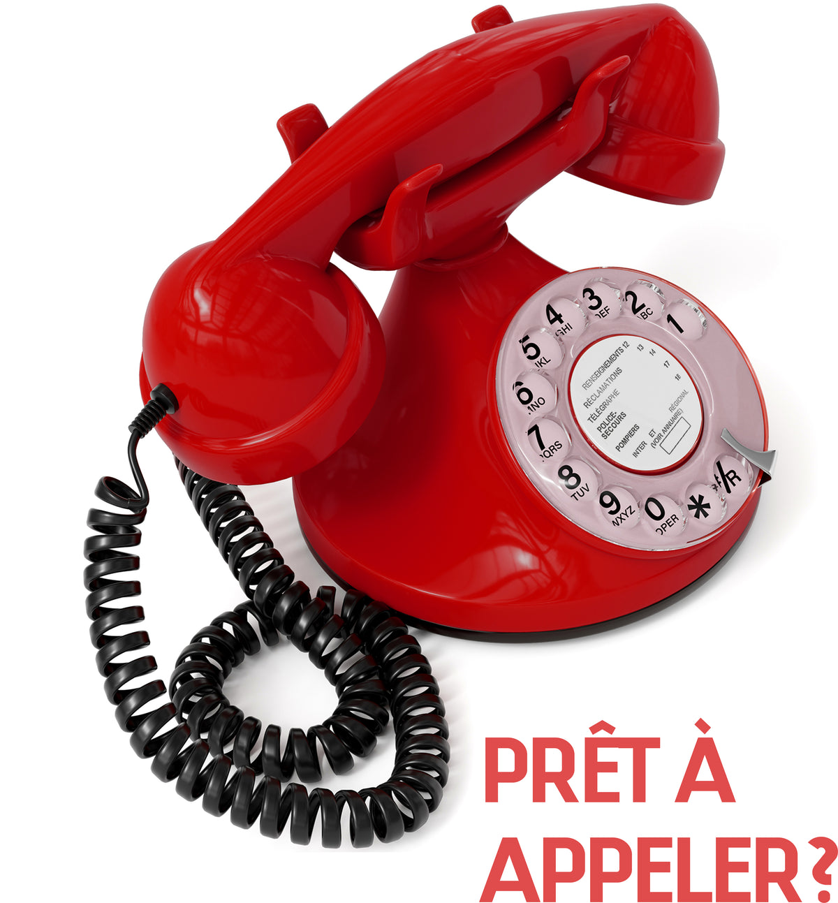 FunkyFon Cable Rosso | Telefono Fisso Vintage Anni '20 a Disco con Campanello Elettronico