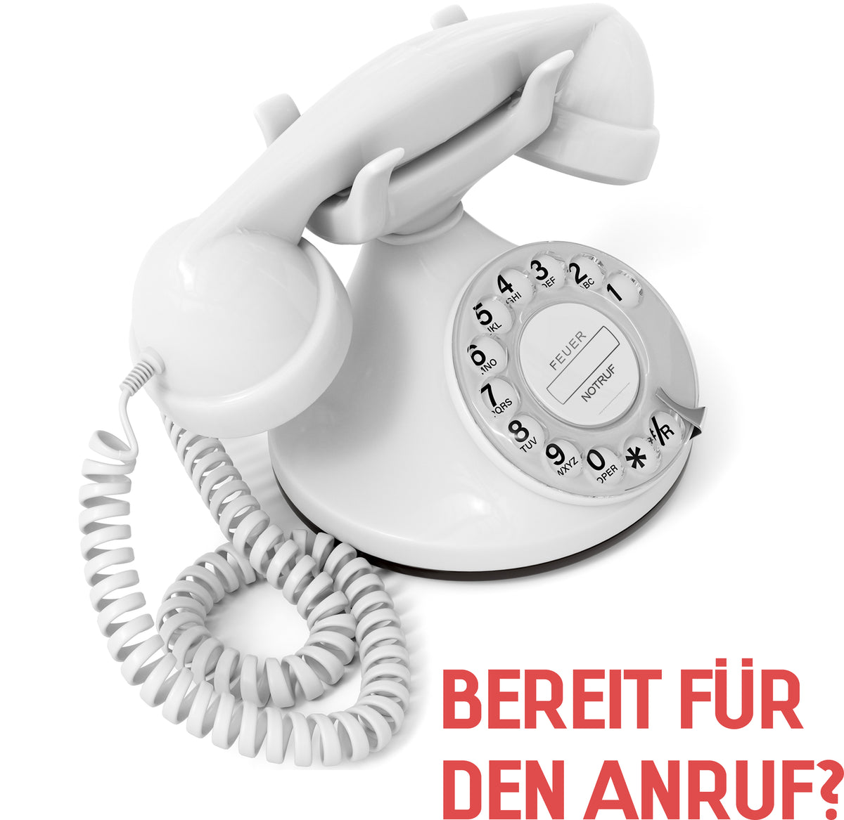 FunkyFon Cable Blanco | Telefono Fisso Vintage Anni '20 a Disco con Campanello Elettronico