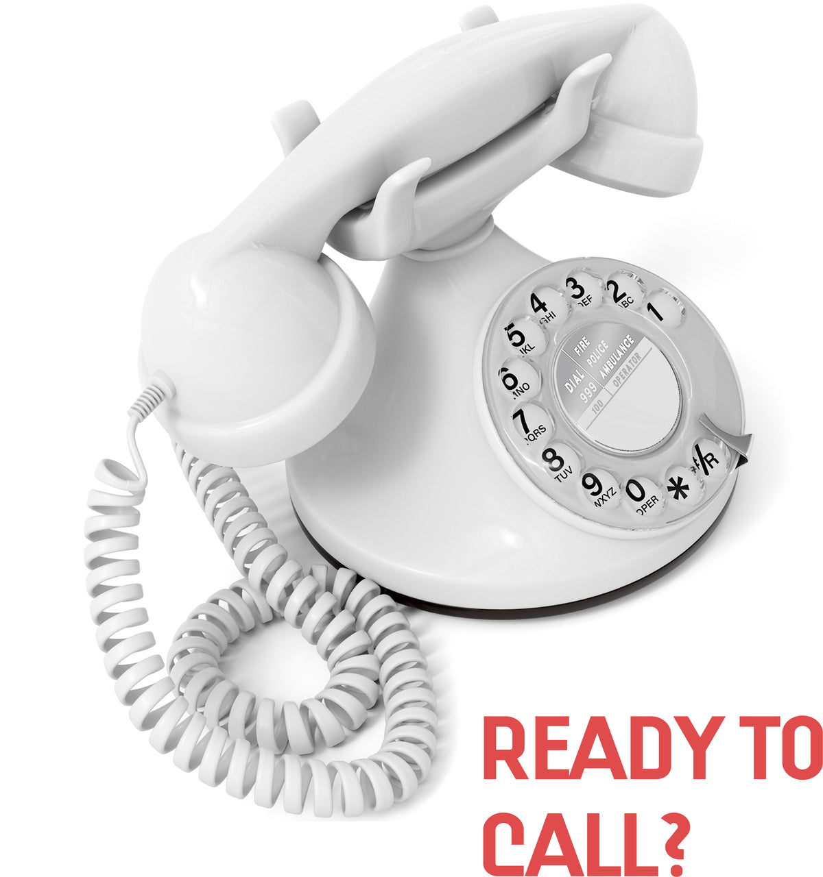 FunkyFon Cable Blanco | Telefono Fisso Vintage Anni '20 a Disco con Campanello Elettronico