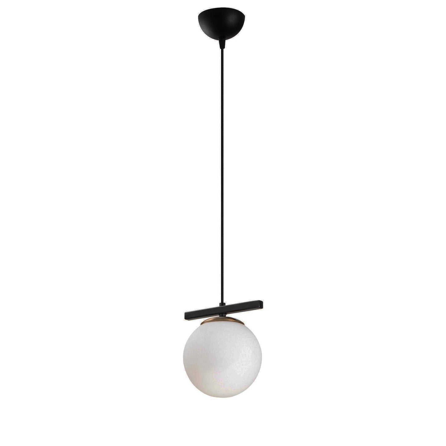 Opis Serie 6 - Elegante, weiße Glaskugel-Lampen mit Befestigung aus schwarzem Metall