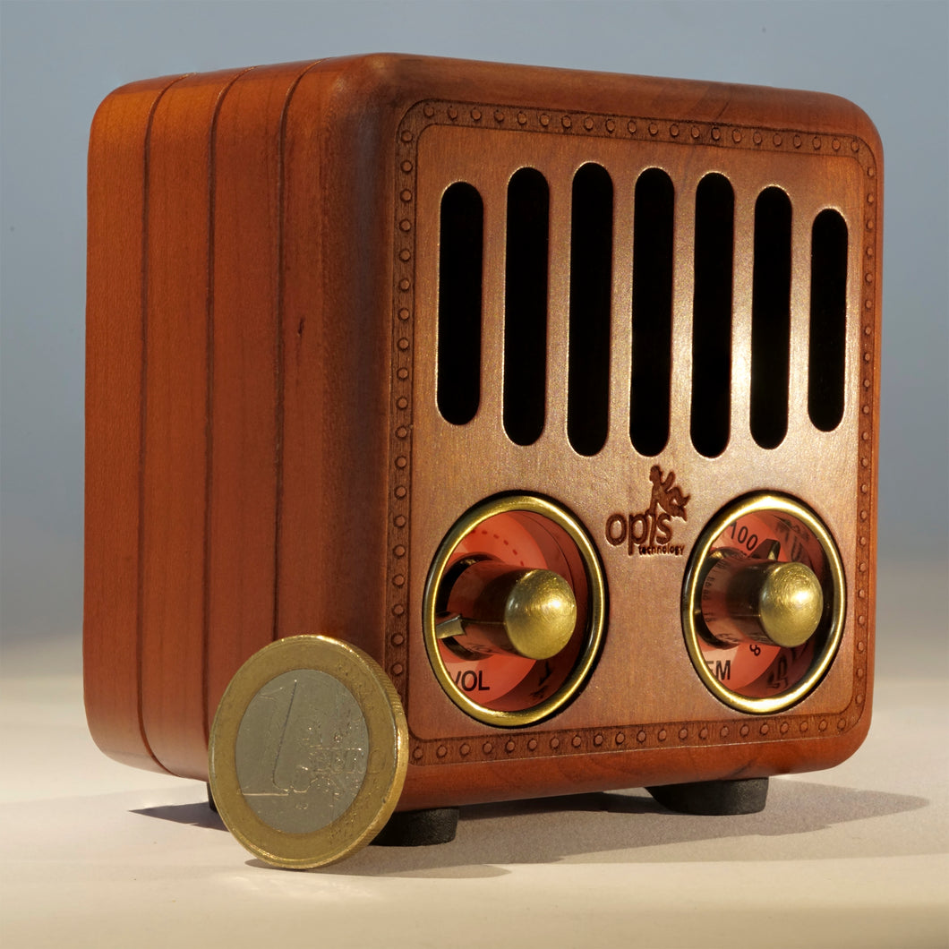 Opis Radio 2 & 3  – Kleiner Hölzerner Retro Bluetooth Lautsprecher und UHF-Radio