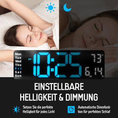Opis Clock 1: Die digitale Wanduhr mit leuchtenden Ziffern