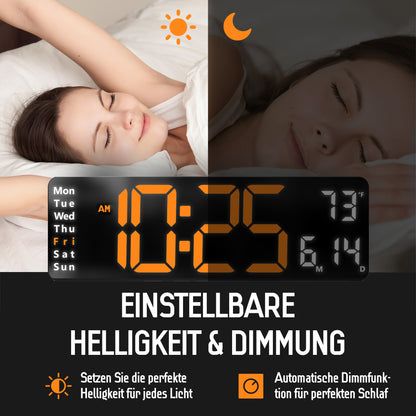 Opis Clock 1: Die digitale Wanduhr mit leuchtenden Ziffern