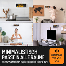 Lade das Bild in den Galerie-Viewer, Opis Clock 1: Die digitale Wanduhr mit leuchtenden Ziffern
