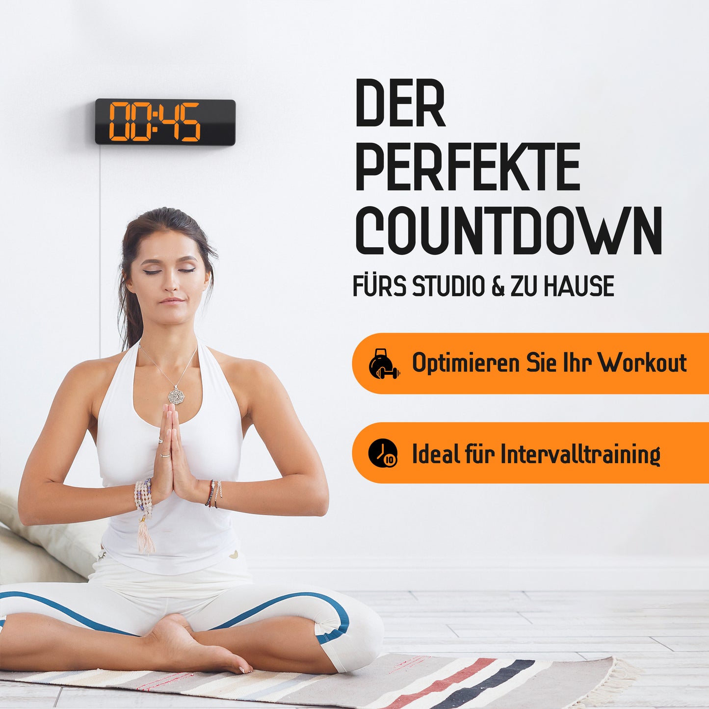 Opis Clock 1: Die digitale Wanduhr mit leuchtenden Ziffern