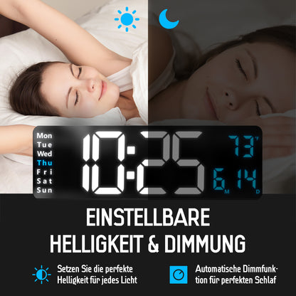 Opis Clock 1: Die digitale Wanduhr mit leuchtenden Ziffern
