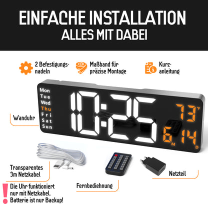 Opis Clock 1: Die digitale Wanduhr mit leuchtenden Ziffern