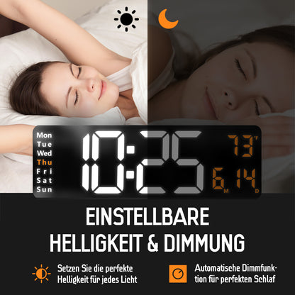 Opis Clock 1: Die digitale Wanduhr mit leuchtenden Ziffern