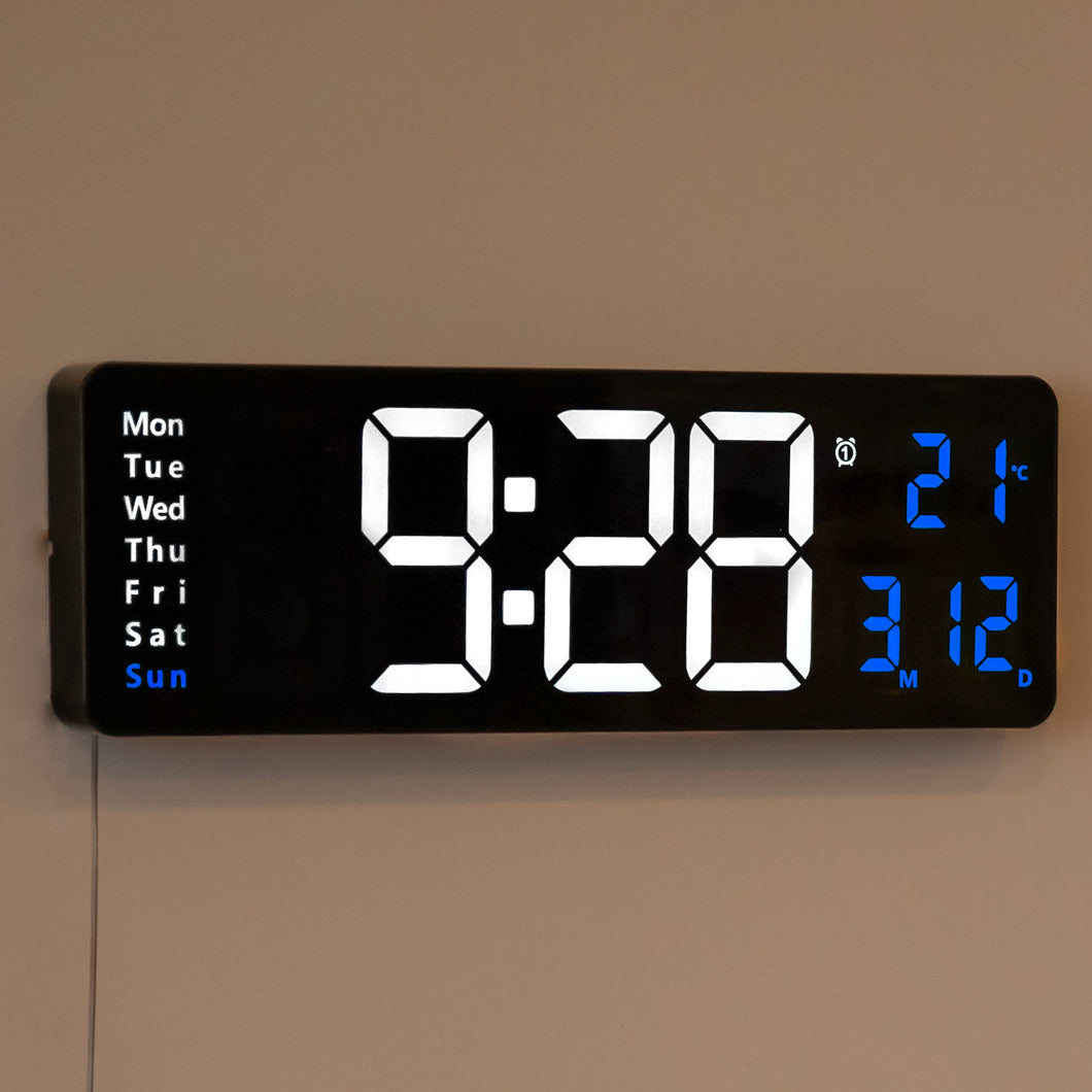 Opis Clock 1: Die digitale Wanduhr mit leuchtenden Ziffern