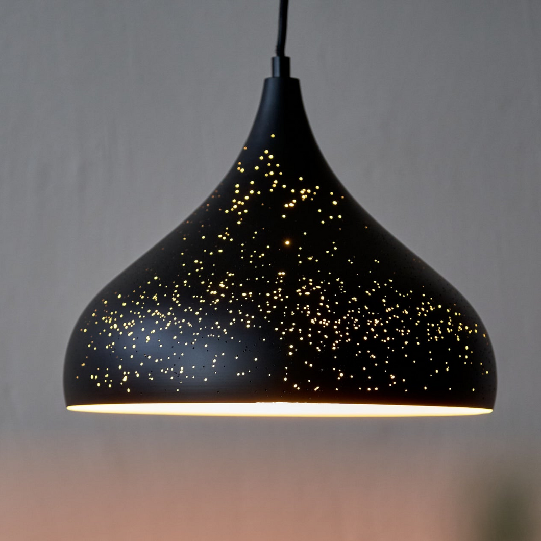 Opis Series 3 - Rustic metal shade lamps with a unique hole pattern