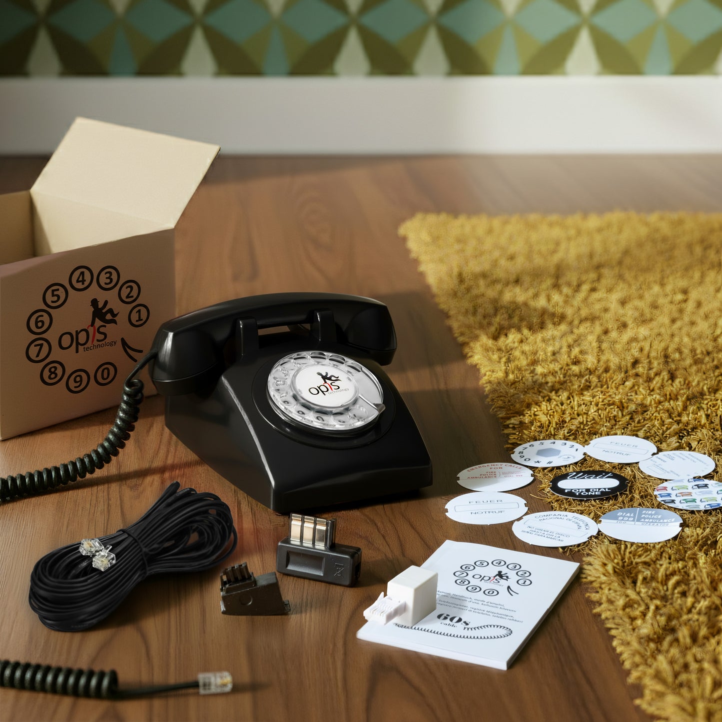 Opis 60s cable retro phone / landline phone / nostalgic phone / vintage phone