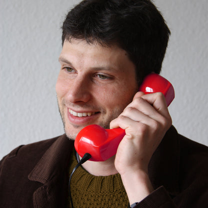Opis 60s micro mobile phone handset, retro handset for smartphones, iPhone, Samsung, Huawei, etc.
