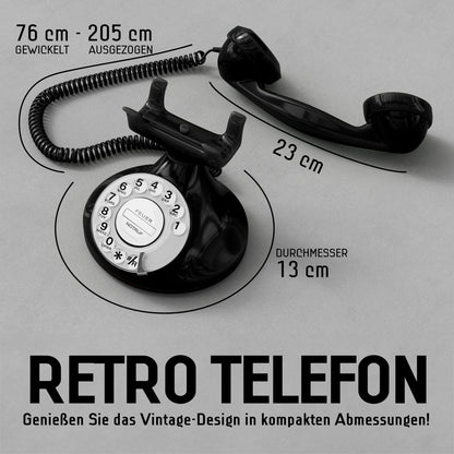 Opis Technology FunkyFon Cable Black | 1920s Vintage Rotary Phone with Electronic Bell