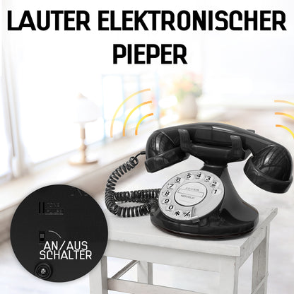 Opis Technology FunkyFon Cable Black | 1920s Vintage Rotary Phone with Electronic Bell
