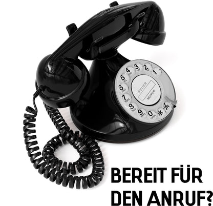 Opis Technology FunkyFon Cable Black | 1920s Vintage Rotary Phone with Electronic Bell