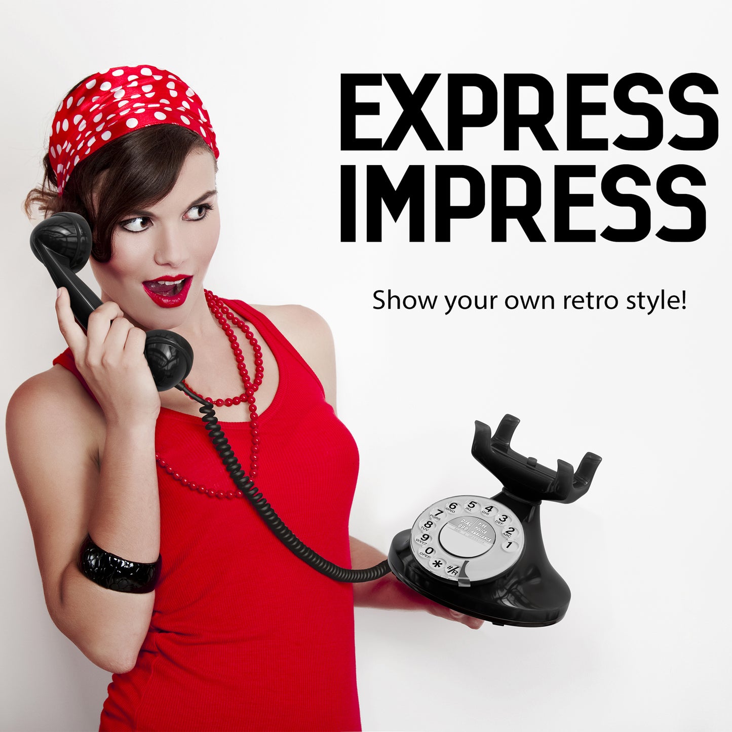 Opis Technology FunkyFon Cable Black | 1920s Vintage Rotary Phone with Electronic Bell