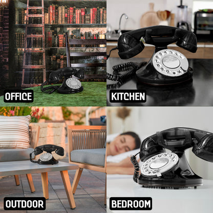 Opis Technology FunkyFon Cable Black | 1920s Vintage Rotary Phone with Electronic Bell