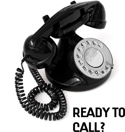 Opis Technology FunkyFon Cable Black | 1920s Vintage Rotary Phone with Electronic Bell