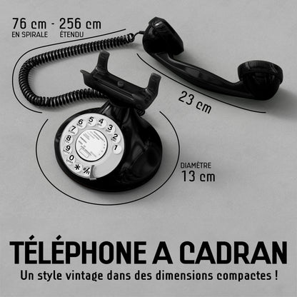 Opis Technology FunkyFon Cable Black | 1920s Vintage Rotary Phone with Electronic Bell