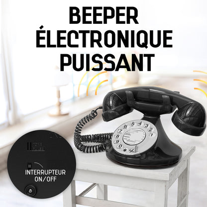 Opis Technology FunkyFon Cable Black | 1920s Vintage Rotary Phone with Electronic Bell