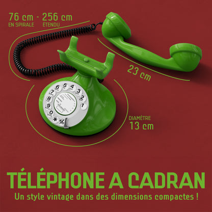 Opis Technology FunkyFon Cable Grün | 1920er Vintage Wählscheibentelefon mit elektronischer Klingel