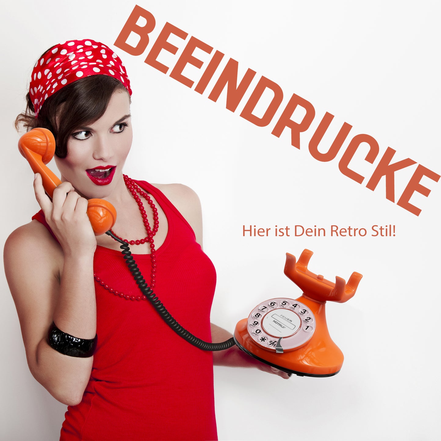 Opis Technology FunkyFon Cable Orange | 1920s Vintage Rotary Phone with Electronic Bell