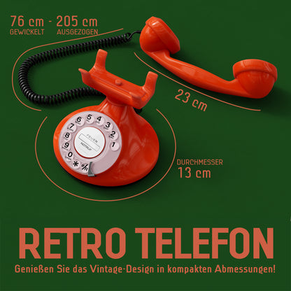 Opis Technology FunkyFon Cable Orange | 1920s Vintage Rotary Phone with Electronic Bell
