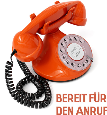 Opis Technology FunkyFon Cable Orange | 1920s Vintage Rotary Phone with Electronic Bell
