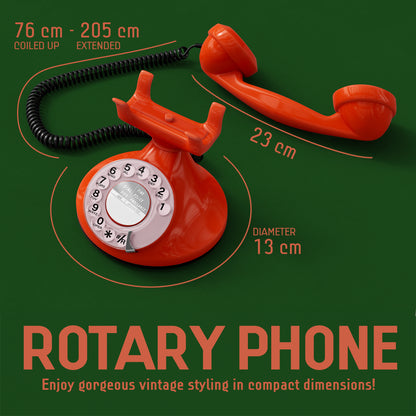 Opis Technology FunkyFon Cable Orange | 1920s Vintage Rotary Phone with Electronic Bell