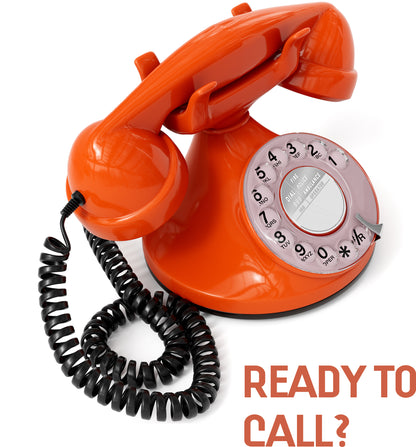 Opis Technology FunkyFon Cable Orange | 1920s Vintage Rotary Phone with Electronic Bell