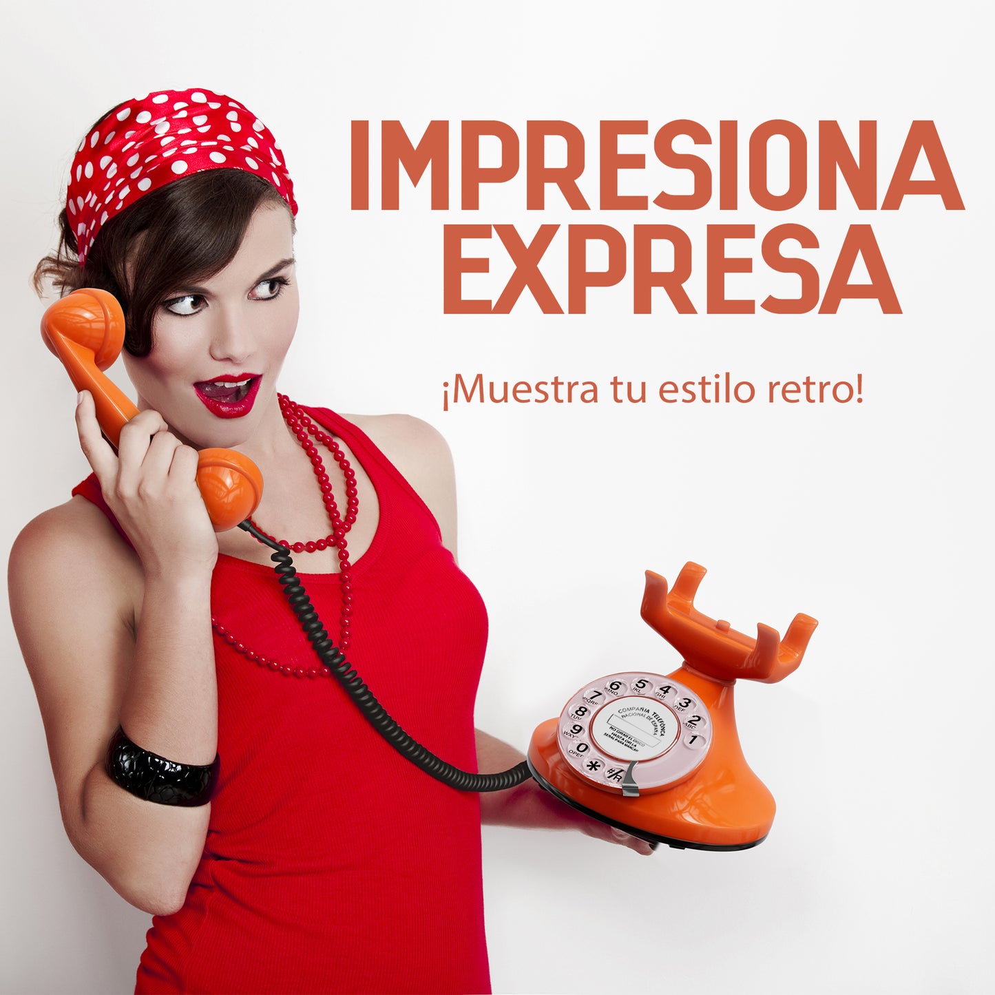 Opis Technology FunkyFon Cable Orange | 1920s Vintage Rotary Phone with Electronic Bell