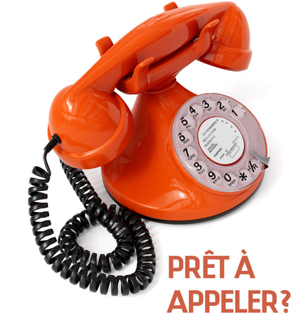 Opis Technology FunkyFon Cable Orange | 1920s Vintage Rotary Phone with Electronic Bell