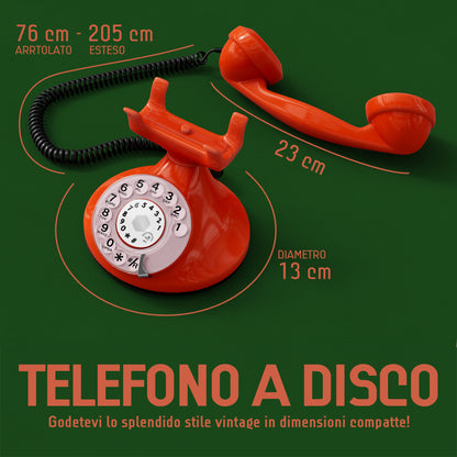 Opis Technology FunkyFon Cable Orange | 1920s Vintage Rotary Phone with Electronic Bell