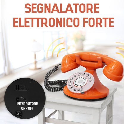 Opis Technology FunkyFon Cable Orange | 1920s Vintage Rotary Phone with Electronic Bell