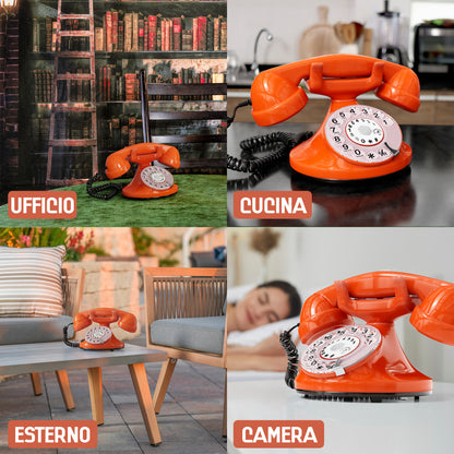 Opis Technology FunkyFon Cable Orange | 1920s Vintage Rotary Phone with Electronic Bell