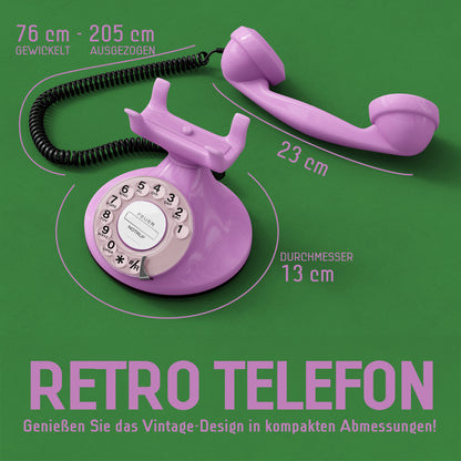 Opis Technology FunkyFon Cable Pink | 1920er Vintage Wählscheibentelefon mit elektronischer Klingel
