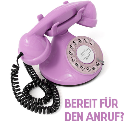 Opis Technology FunkyFon Cable Pink | 1920er Vintage Wählscheibentelefon mit elektronischer Klingel