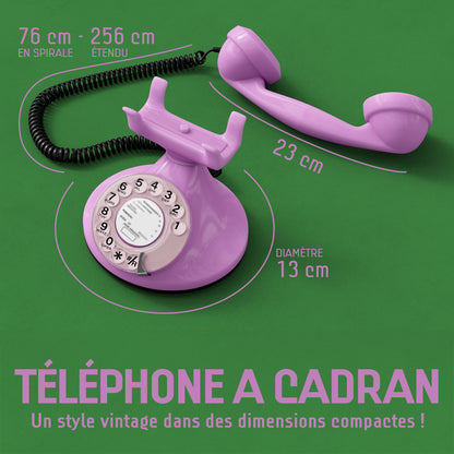 Opis Technology FunkyFon Cable Pink | 1920er Vintage Wählscheibentelefon mit elektronischer Klingel