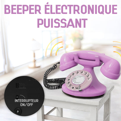 Opis Technology FunkyFon Cable Pink | 1920er Vintage Wählscheibentelefon mit elektronischer Klingel