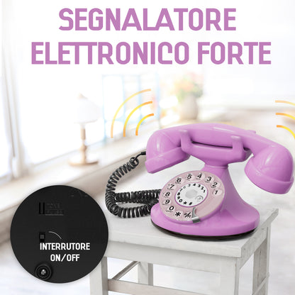 Opis Technology FunkyFon Cable Pink | 1920er Vintage Wählscheibentelefon mit elektronischer Klingel