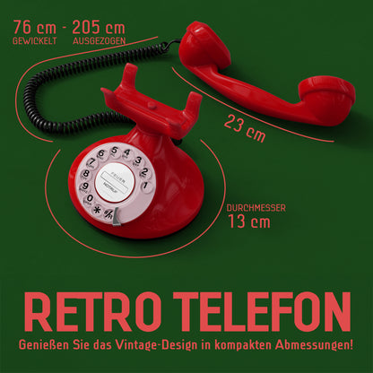 Opis Technology FunkyFon Cable Rot | 1920er Vintage Wählscheibentelefon mit elektronischer Klingel